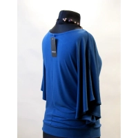 Bluzeczka Diana z pięknymi falbaniastymi rękawami - niebieski indygo